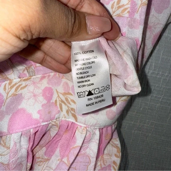 LEALLO Janis Pink Floral Cotton Gauze Maxi Cottagecore‎ Boho Resort small - Picture 14 of 14